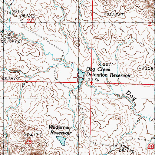 Topographic Map of Dog Creek Reservoir, MT