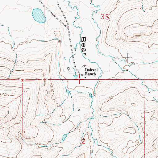 Topographic Map of Dolezal Ranch, MT