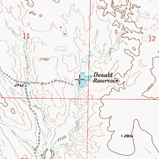 Topographic Map of Donald Reservoir, MT
