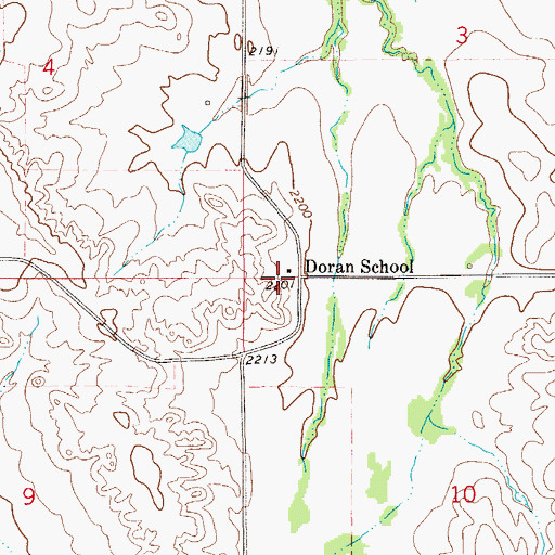 Topographic Map of Doran School, MT