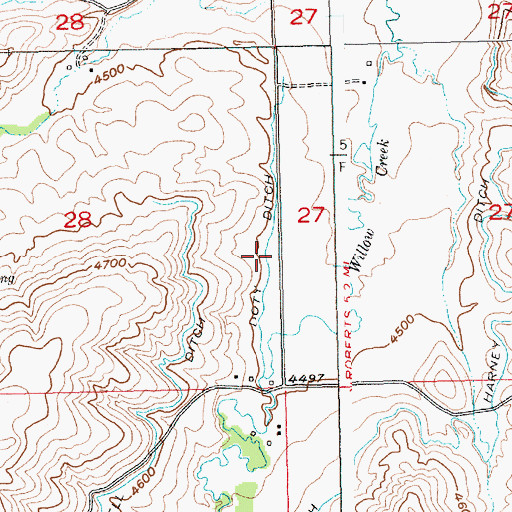 Topographic Map of Doty Ditch, MT