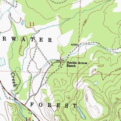 Topographic Map of Double Arrow Ranch, MT