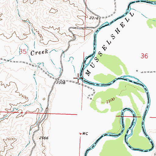 Topographic Map of Dovetail Creek, MT