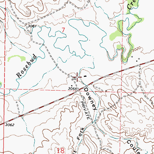 Topographic Map of Downey Coulee, MT