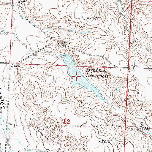 Topographic Map of Drabbels Reservoir, MT