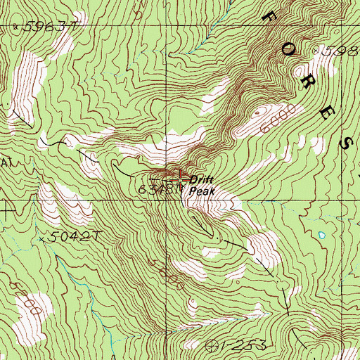 Topographic Map of Drift Peak, MT
