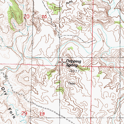 Topographic Map of Dripping Spring, MT