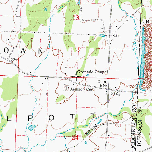 Topographic Map of Grenades Chapel United Methodist Church, AR