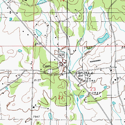 Topographic Map of Grenade Church, AR