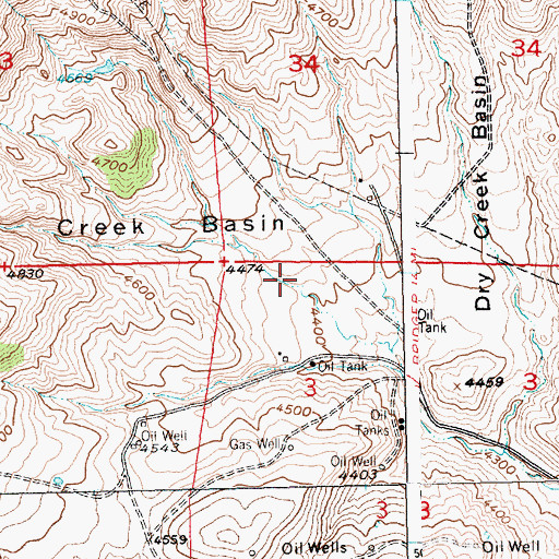 Topographic Map of Dry Creek Basin, MT