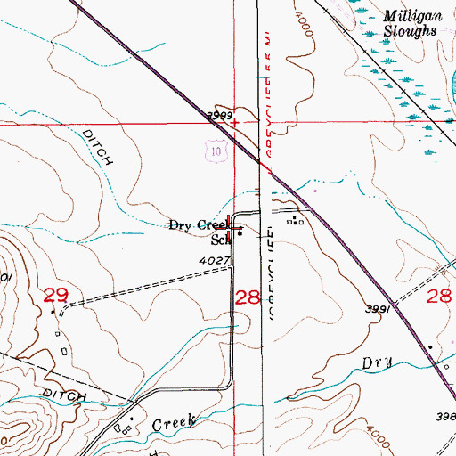 Topographic Map of Dry Creek School (historical), MT