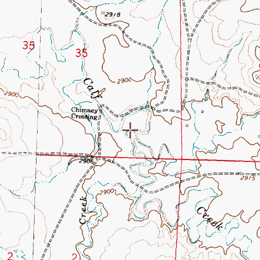 Topographic Map of Dry Fork Calf Creek, MT