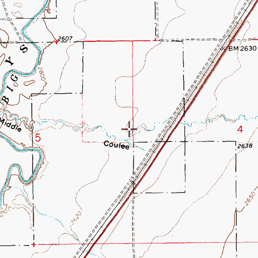 Topographic Map of Dry Fork Coulee, MT