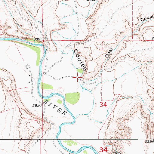 Topographic Map of Dry Fork Coulee, MT