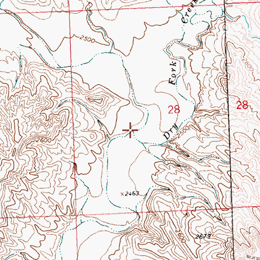 Topographic Map of Dry Fork Creek, MT