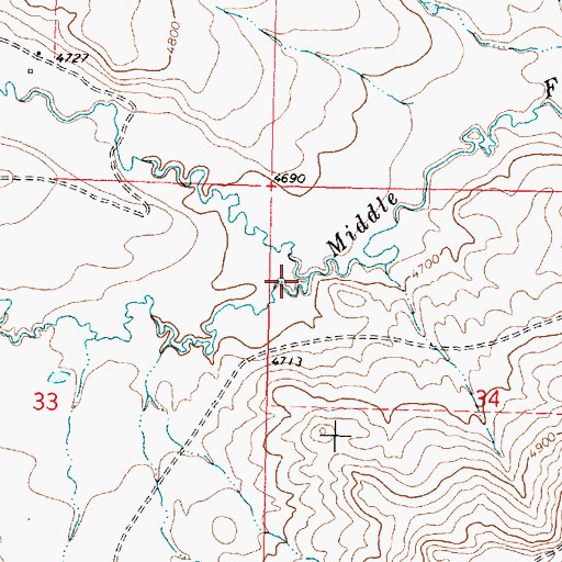 Topographic Map of Dry Fork Milk River, MT