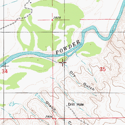 Topographic Map of Dry Gulch, MT