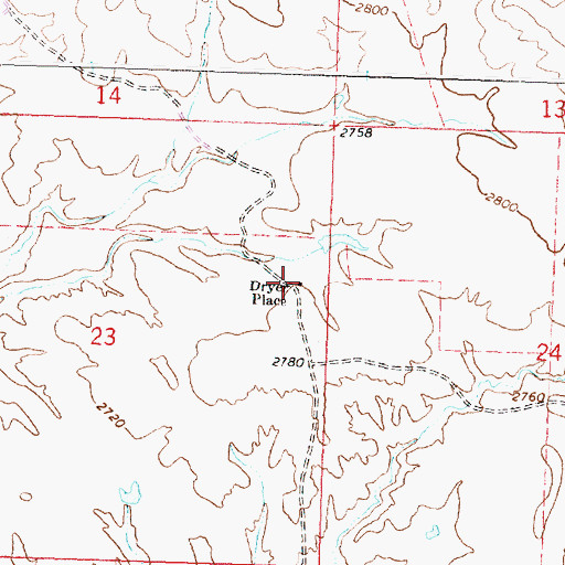 Topographic Map of Dryer Place, MT