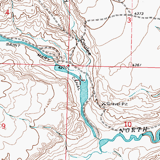 Topographic Map of Dubray Coulee, MT