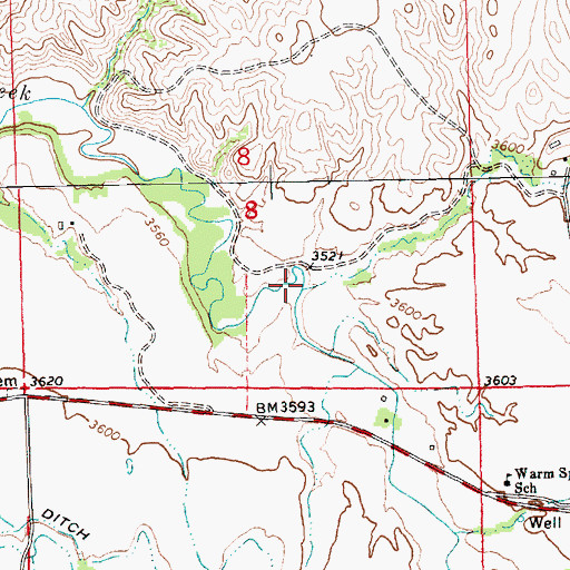 Topographic Map of Duck Creek, MT