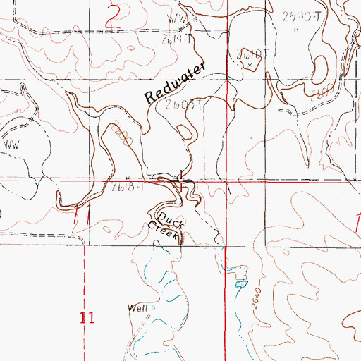 Topographic Map of Duck Creek, MT