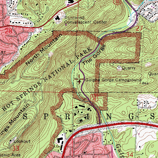 Topographic Map of Gulpha Gorge Campground, AR