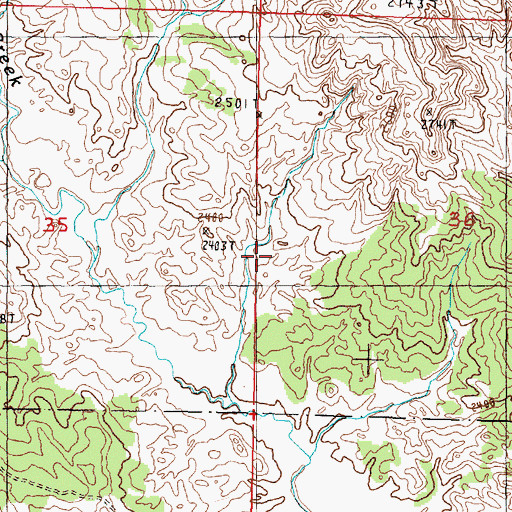 Topographic Map of Duck Creek Reservoir, MT