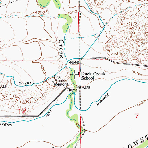 Topographic Map of Duck Creek School (historical), MT