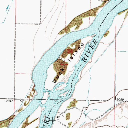 Topographic Map of Duck Island, MT