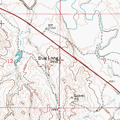 Topographic Map of Dug Long Hill, MT