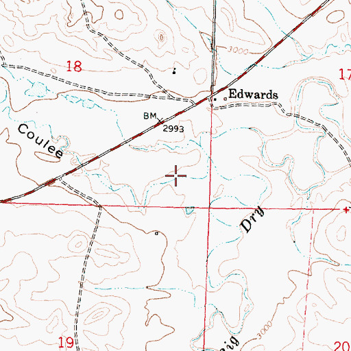 Topographic Map of Dugout Coulee, MT
