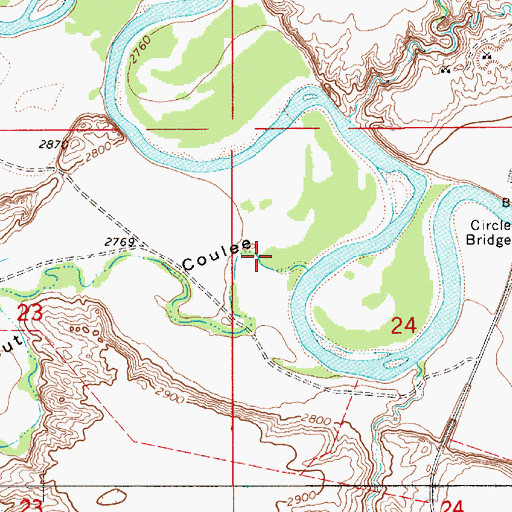 Topographic Map of Dugout Coulee, MT