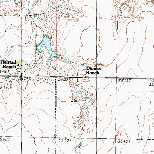 Topographic Map of Dumas Ranch, MT