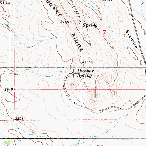 Topographic Map of Dunbar Spring, MT