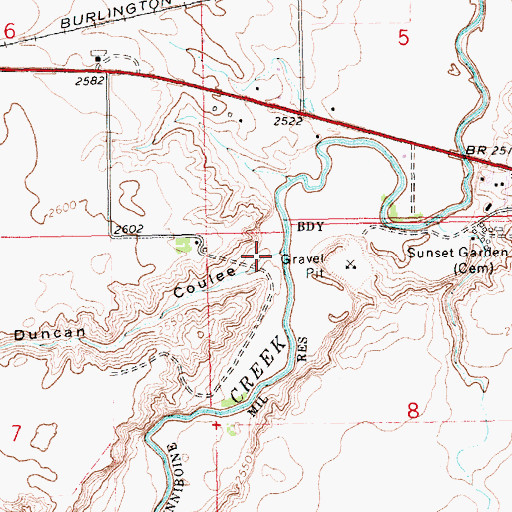 Topographic Map of Duncan Coulee, MT