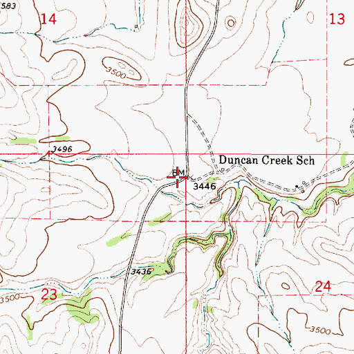Topographic Map of Duncan Creek School (historical), MT