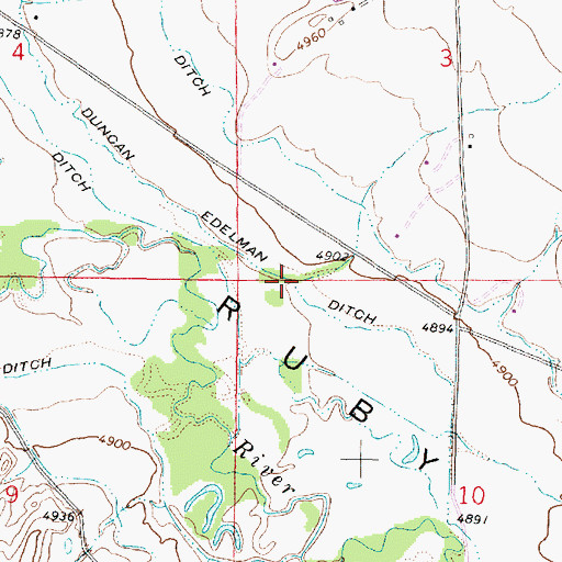 Topographic Map of Duncan Edelman Ditch, MT