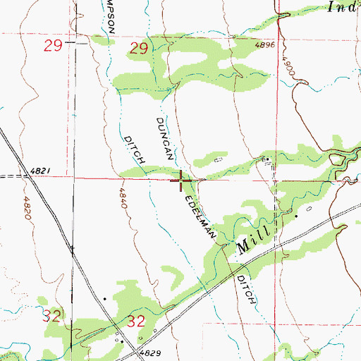 Topographic Map of Duncan Edelman Ditch, MT