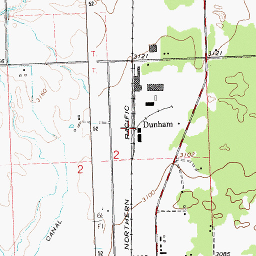 Topographic Map of Dunham, MT