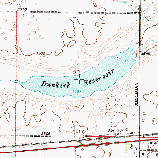 Topographic Map of Dunkirk Reservoir, MT