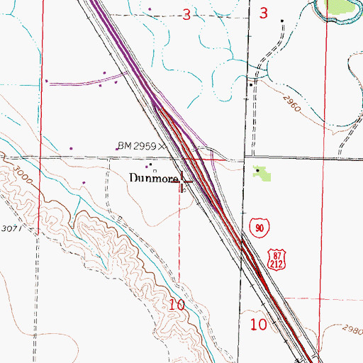 Topographic Map of Dunmore, MT