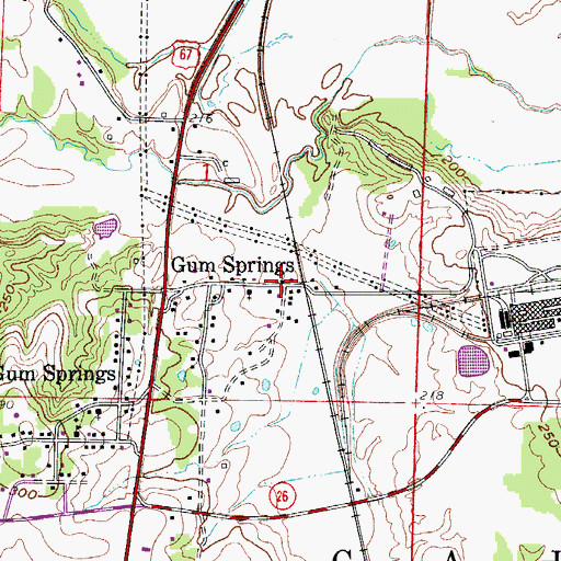 Topographic Map of Gum Springs, AR