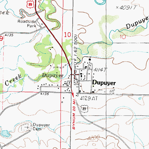 Topographic Map of Dupuyer, MT
