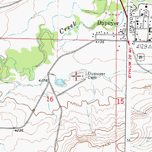 Topographic Map of Dupuyer Cemetery, MT