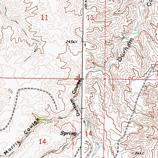 Topographic Map of Durham Coulee, MT