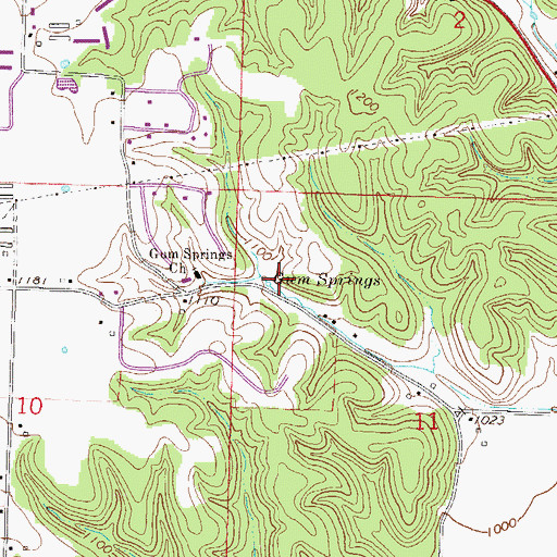 Topographic Map of Gum Springs, AR