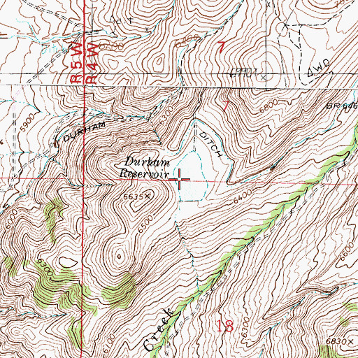 Topographic Map of Durham Reservoir, MT