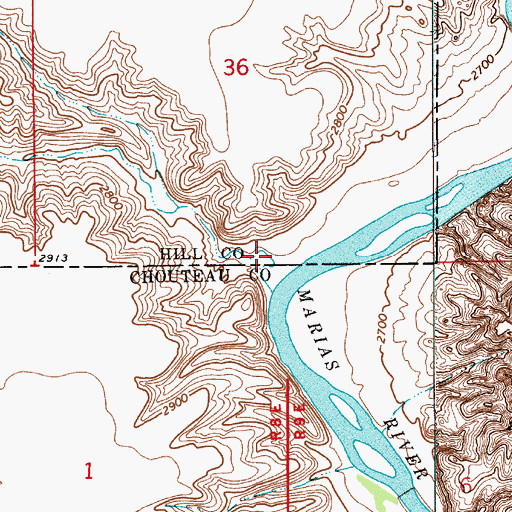 Topographic Map of Dutch Henry Coulee, MT