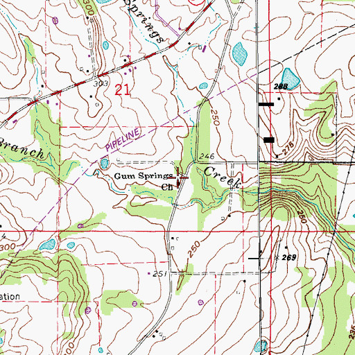 Topographic Map of Gum Springs United Methodist Church, AR