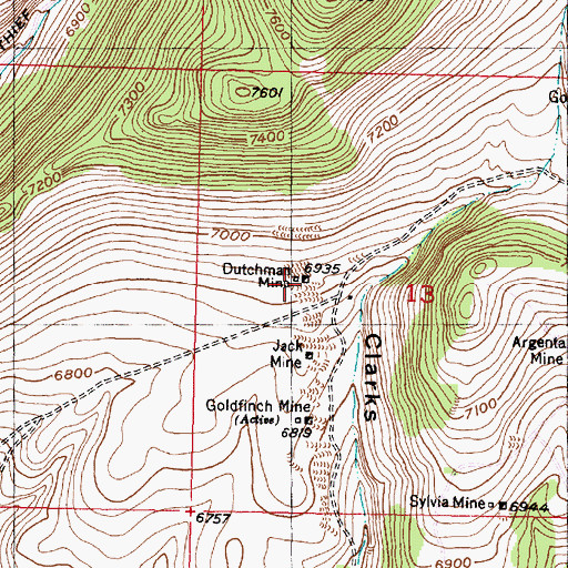 Topographic Map of Dutchman Mine, MT